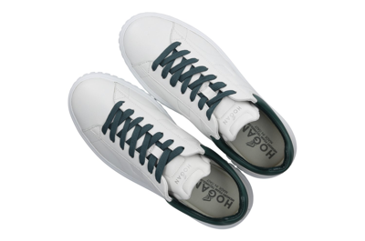 Shop Hogan Low-top Sneakers H-stripes Nappa Leather In White,green