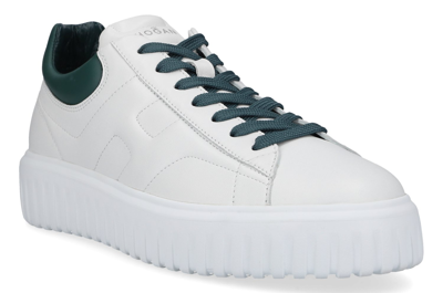 Shop Hogan Low-top Sneakers H-stripes Nappa Leather In White,green