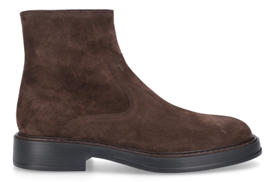 Shop Tod's Ankle Boots M61k0 Suede In Brown