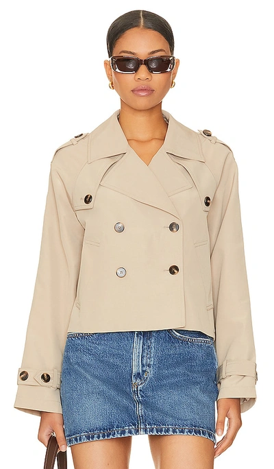 Steve Madden Sirus Crop Trench Coat In Khaki