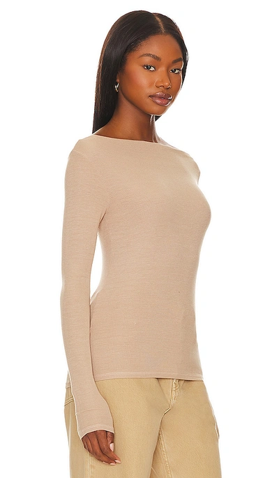 Shop Enza Costa Silk Knit Boat Neck In Parchment