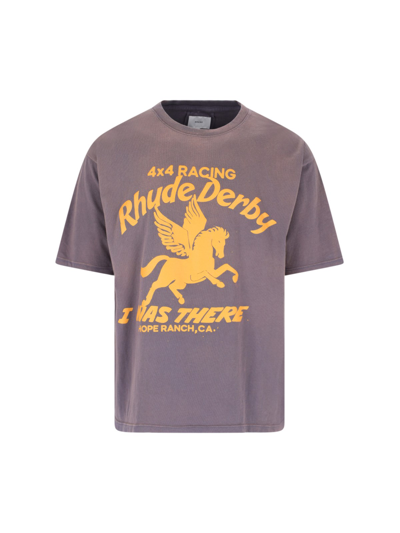 Shop Rhude "4x4 Racing" T-shirt In Gray