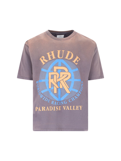 Shop Rhude "paradise Valley" T-shirt In Gray