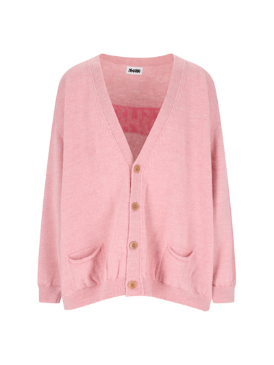 Shop Magliano Logo Cardigan On The Back In Pink