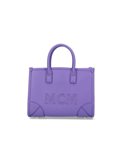 Shop Mcm Mini Tote Bag "münchen" In Purple