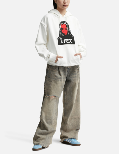 X-girl × T-rex Sweat Hoodie In White