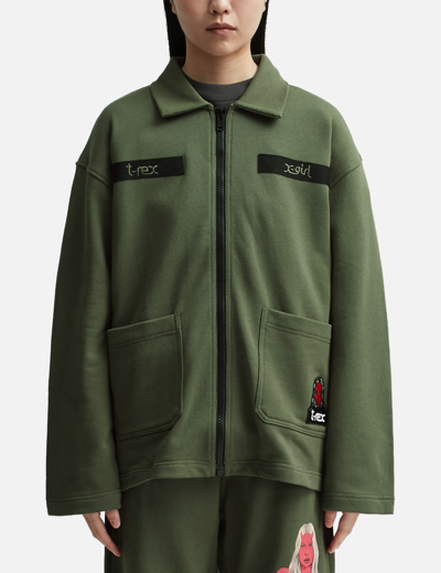 X-girl × T-rex Sweat Jacket In Green