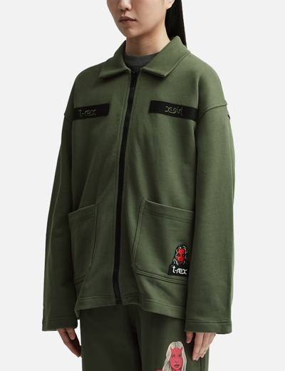 X-girl × T-rex Sweat Jacket In Green