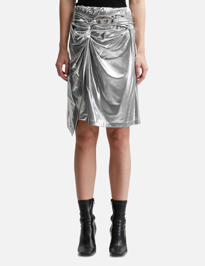 Shop Diesel O-melt Midi Skirt In Silver