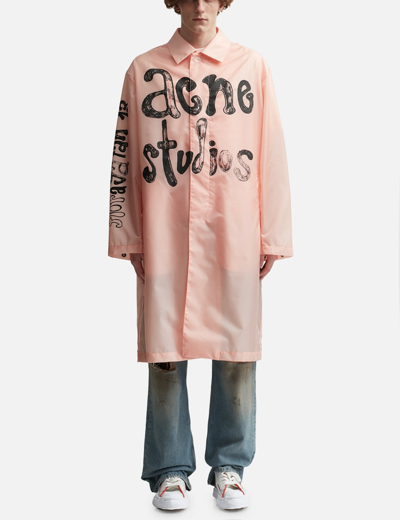 Shop Acne Studios Nylon Logo Coat In Pink