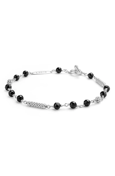 Shop Lagos Caviar Icon Ceramic Beaded Bracelet In Silver