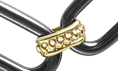 Shop Lagos Signature Caviar Ceramic Link Necklace In Black/ Gold