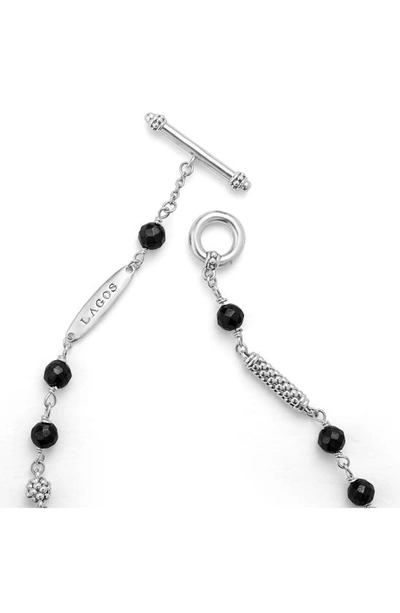 Lagos Caviar Icon Ceramic Beaded Bracelet In Silver