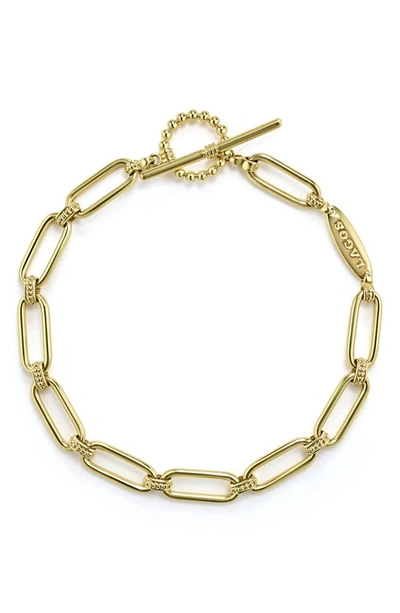 Shop Lagos Signature Caviar Link Bracelet In Gold