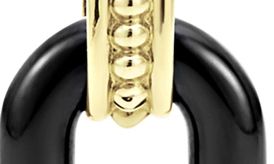 Lagos Signature Caviar Ceramic Link Drop Earrings In Gold