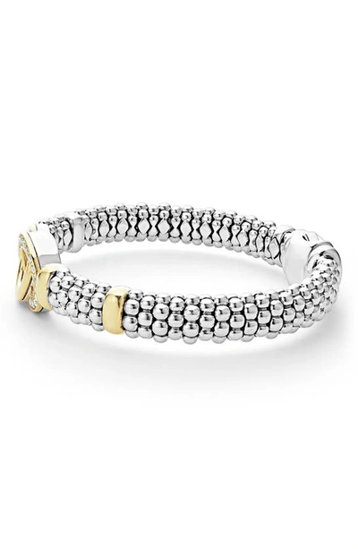 Lagos 18k Yellow Gold & Sterling Silver Signature Caviar Diamond Interlocking Circle Beaded Bracelet In Silver/ Gold
