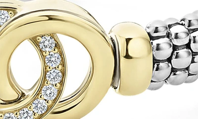 Lagos 18k Yellow Gold & Sterling Silver Signature Caviar Diamond Interlocking Circle Beaded Bracelet In Silver/ Gold