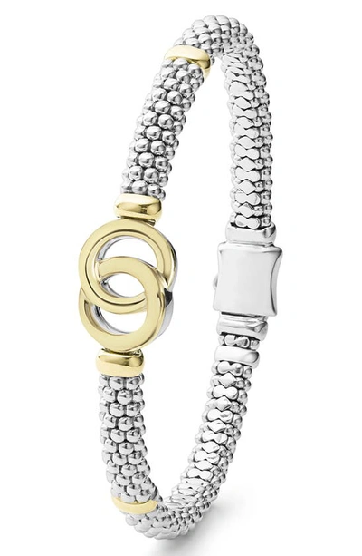 Shop Lagos Signature Caviar Interlock Rope Bracelet In Silver/ Gold