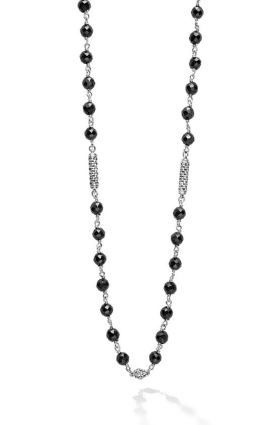 Lagos Caviar Icon Ceramic Beaded Necklace In Silver