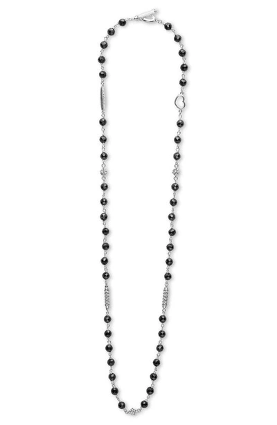 Lagos Caviar Icon Ceramic Beaded Necklace In Silver
