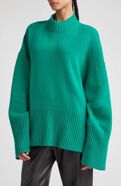 Shop Stand Studio Wool Crewneck Sweater In Intense Sage/ Solid
