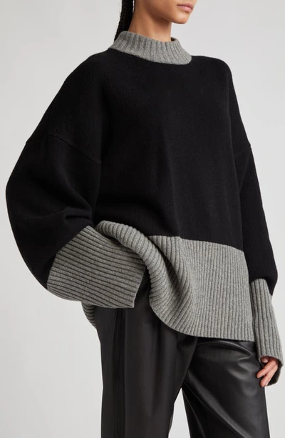 Shop Stand Studio Wool Crewneck Sweater In Black/ Lead Grey