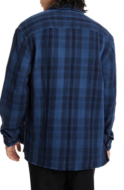 Shop John Varvatos Robbins Plaid Zip-up Shirt Jacket In Ocean Blue