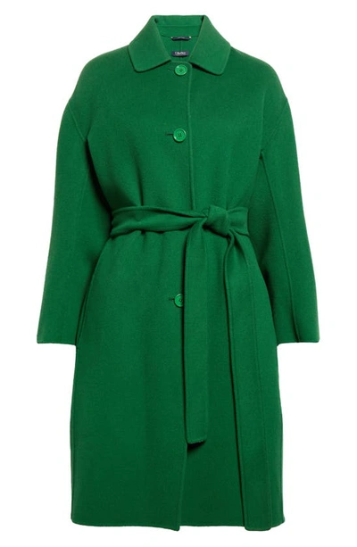 Shop Max Mara Nizza Collared Virgin Wool Coat In Green