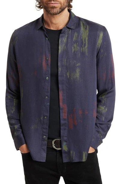 Shop John Varvatos Rodney Solid Button-up Shirt In Twilight Blue