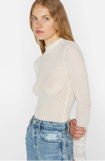 Shop Frame Mesh Turtleneck In Off White