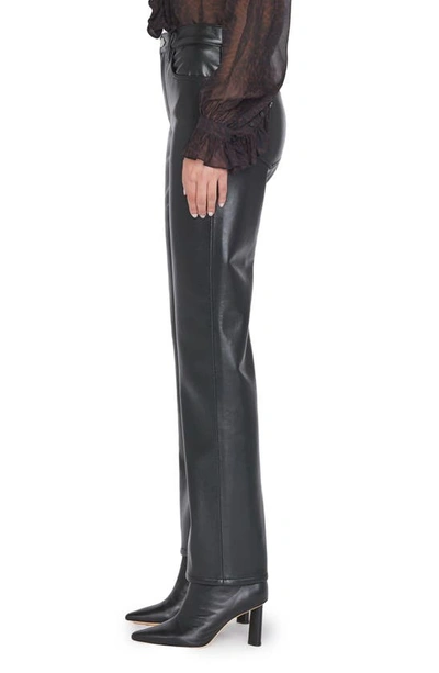 Shop Frame Le Jane Crop Recycled Leather Straight Leg Jeans In Noir