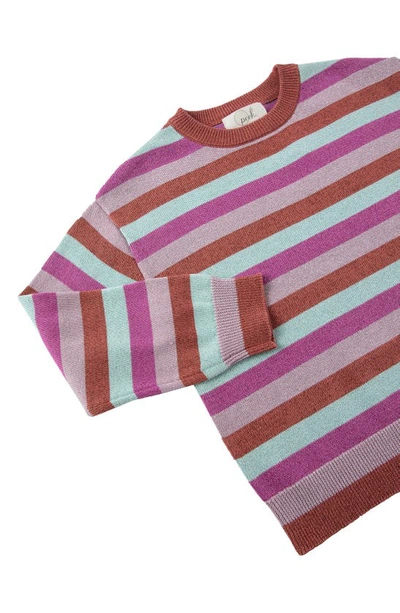 Shop Peek Aren't You Curious Kids' Metallic Stripe Cotton Sweater In Purple Stripe