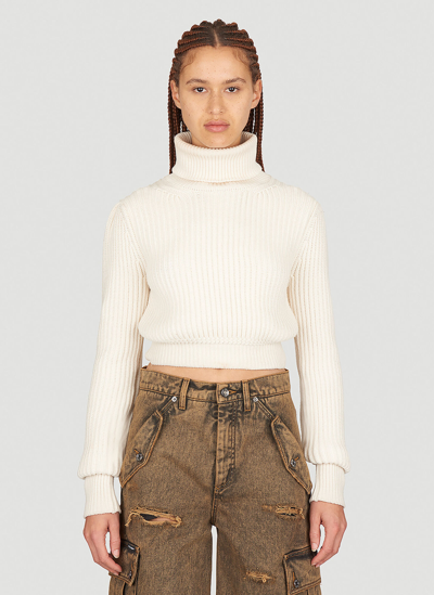 Shop Dolce & Gabbana Crop Rib Sweater In Cream