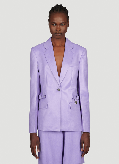 Shop Jw Anderson Padlock Strap Suit Single Breasted Blazer In Purple
