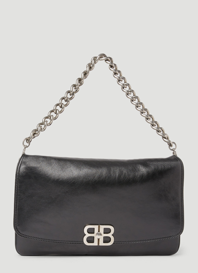 Shop Balenciaga Bb Soft Large Flap Shoulder Bag In Black