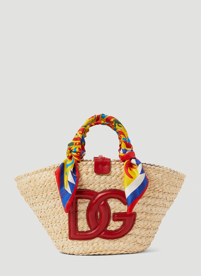 Shop Dolce & Gabbana Kendra Straw Bag In Beige