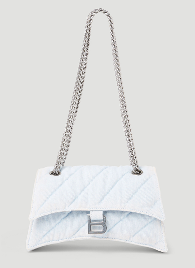 Shop Balenciaga Crush Small Chain Bag In Blue