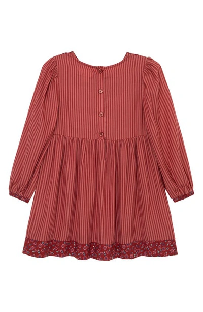 Shop Peek Aren't You Curious Kids' Mix Print Long Sleeve Cotton Dress In Red Print