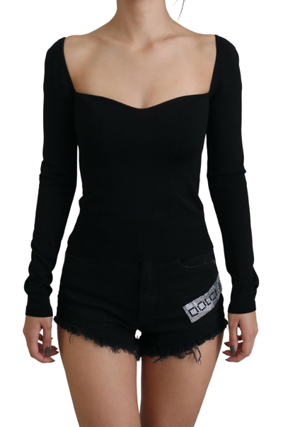 Shop Dolce & Gabbana Black Viscose Sweetheart Neck Pullover Women's Sweater