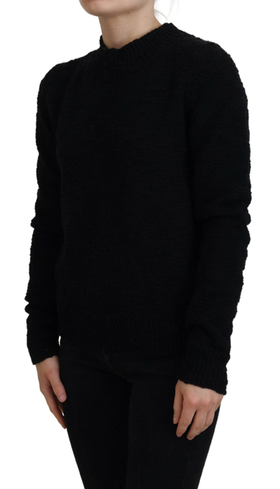 Shop Dolce & Gabbana Black Wool Knit Crewneck Pullover Women's Sweater