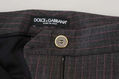 Shop Dolce & Gabbana Gray Stripes Wool Tapered Women Women's Pants
