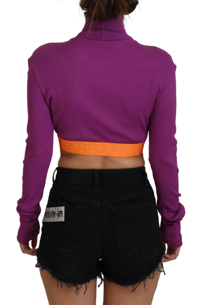 Shop Dolce & Gabbana Purple Turtle Neck Cropped Pullover Women's Sweater