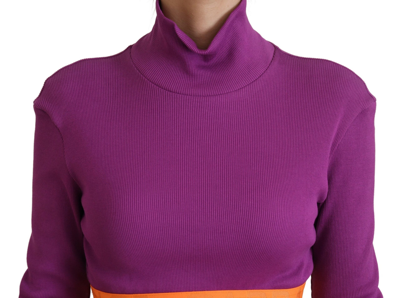 Shop Dolce & Gabbana Purple Turtle Neck Cropped Pullover Women's Sweater