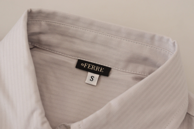 Shop Ferre' Ferre Light Gray Stripes Cotton Sleeveless Collared Women's Top