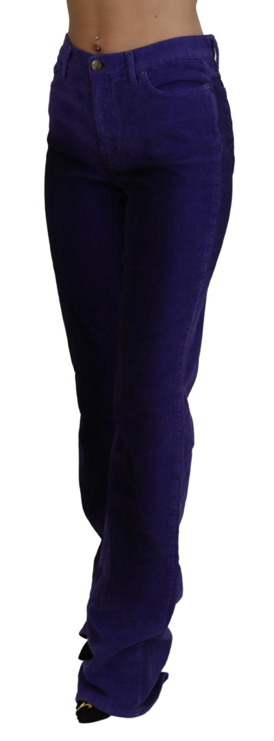 Shop Just Cavalli Purple Cotton Corduroy Women Women's Pants