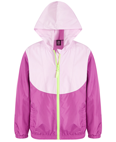 Shop Id Ideology Big Girls Colorblocked Hooded Windbreaker, Created For Macy's In Berry Frost