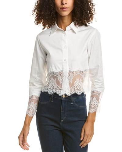 Shop Gracia Lace Hem Shirt In White