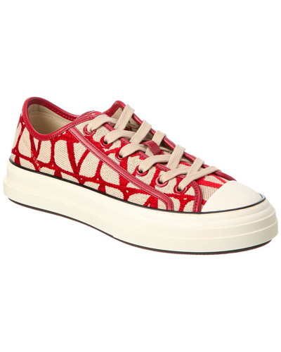 Shop Valentino Toile Iconographe Canvas & Leather Sneaker In Red