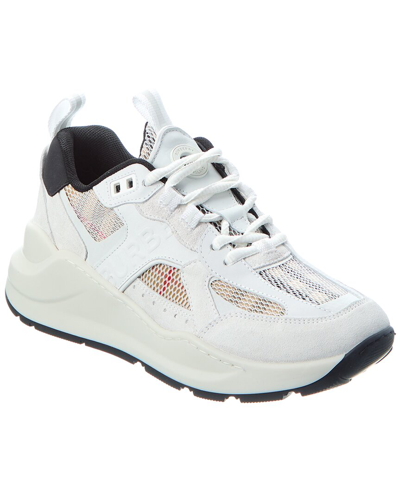 Shop Burberry Mesh & Suede Sneaker In Beige