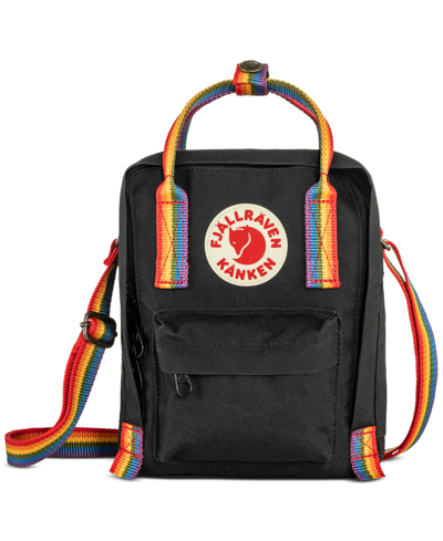 Shop Fjall Raven Kanken Rainbow-straps Sling Bag In Black-rainbow Pattern